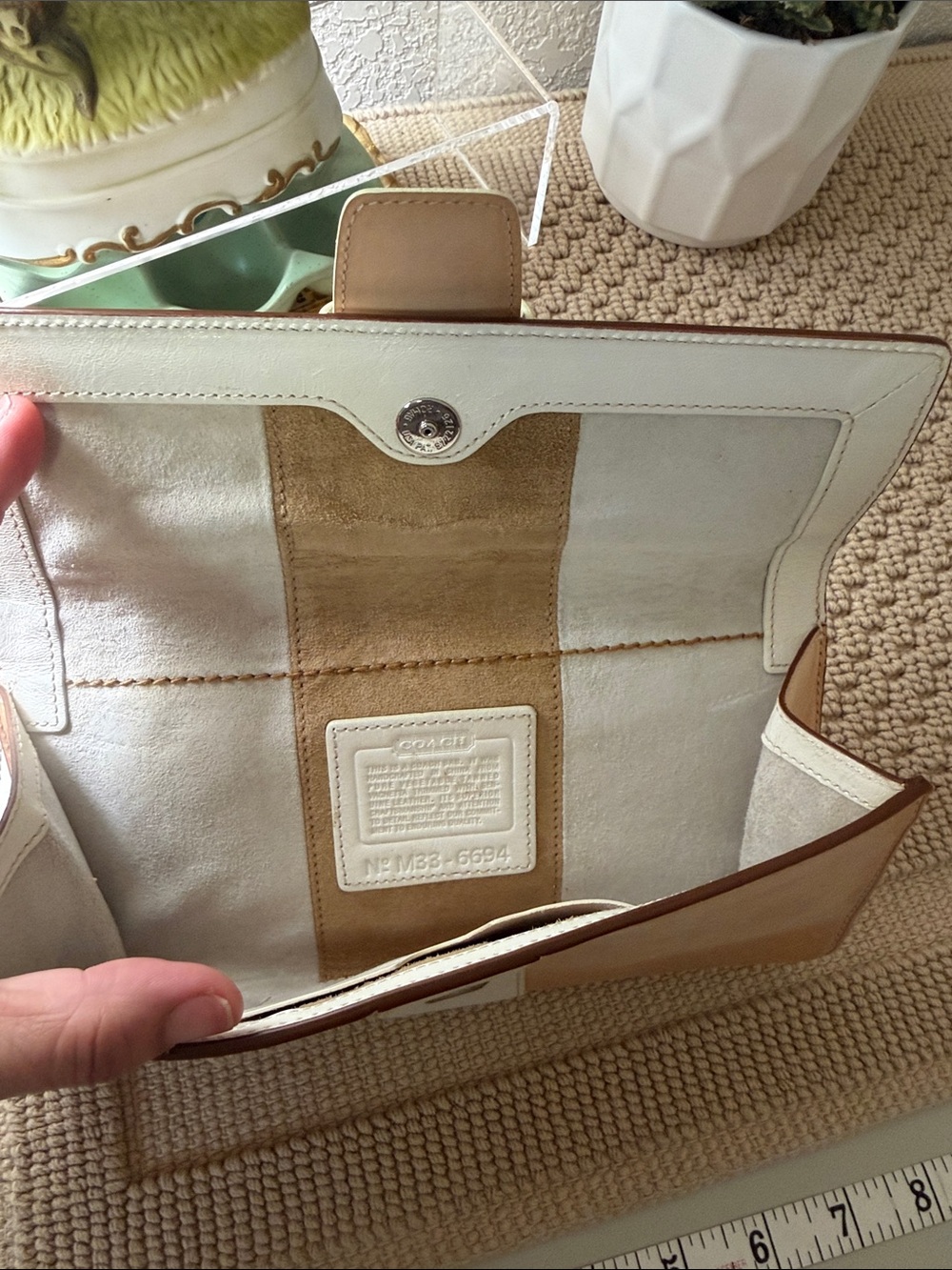 Coach Legacy Leather Wristlet Clutch Wallet Natural Vachetta White Trim M3B-6694 - Picture 7 of 11
